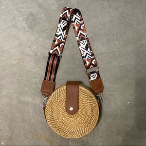 Unique round woven basket purse